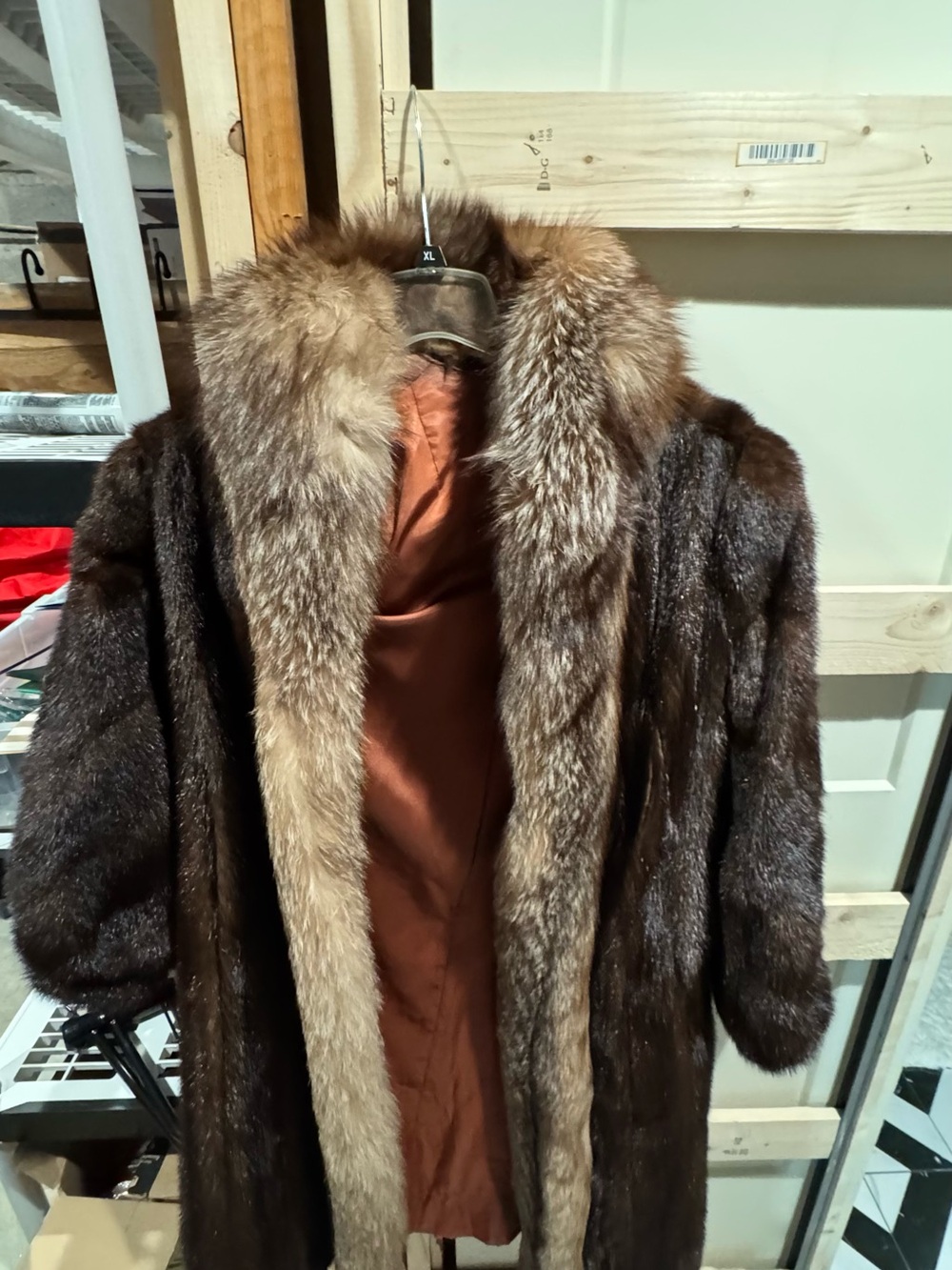 CUSTOM Luxurious Brown Fur Coat with Natural Fur Trim! Only worn 2x